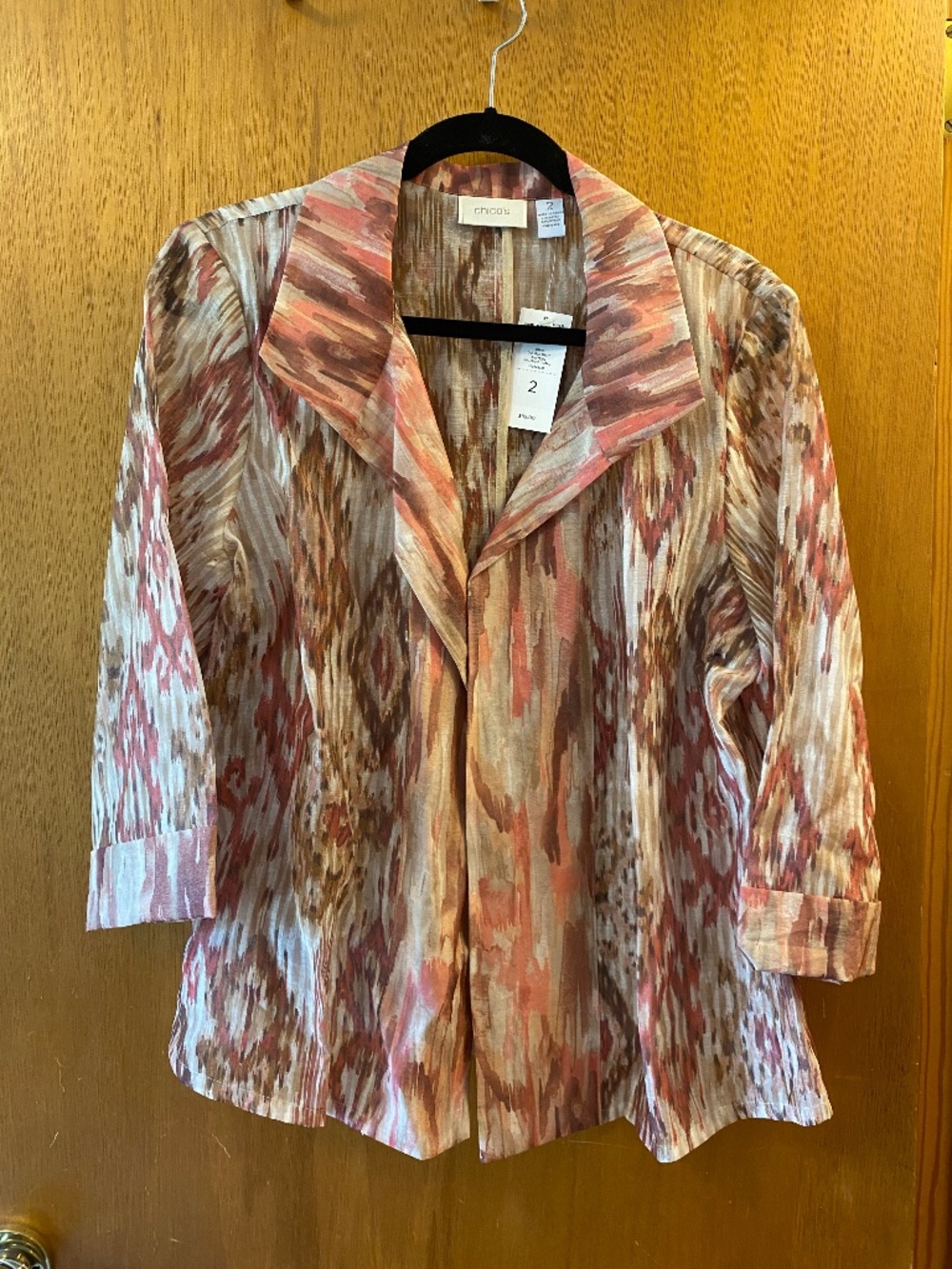 NWT Chico's Coral and Brown Shirt Jacket